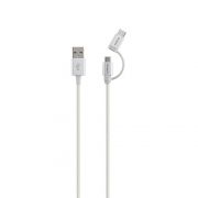 Cabo Usb Micro Usb + Usb-C 1,5M Nylon Branco Intelbras Euabc15Nb