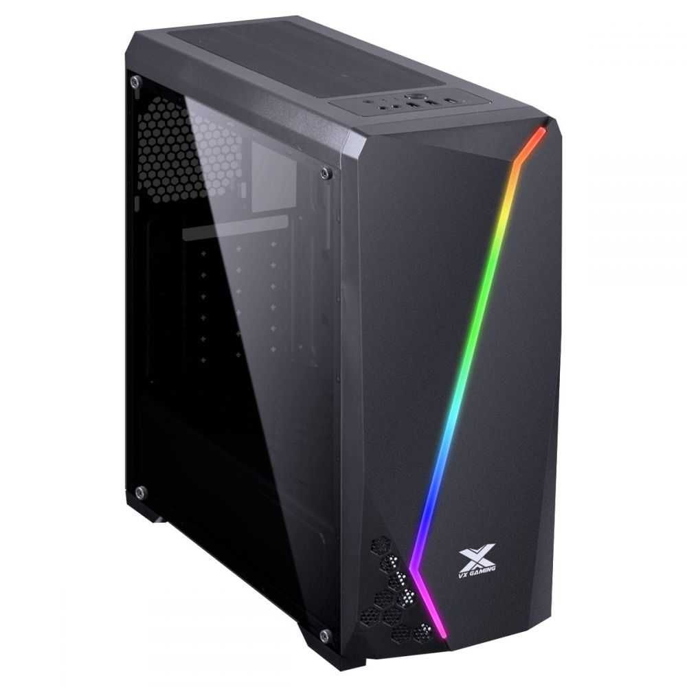 Gabinete Gamer Vx Gaming Lynx Com Lateral Acrílica Preto Fita Led Rgb