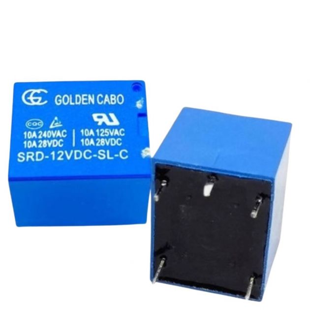 Kit 50 Relés Para Placa 12V 10A 5 Pinos Sru-12vdc-sl-c Golden Cabo