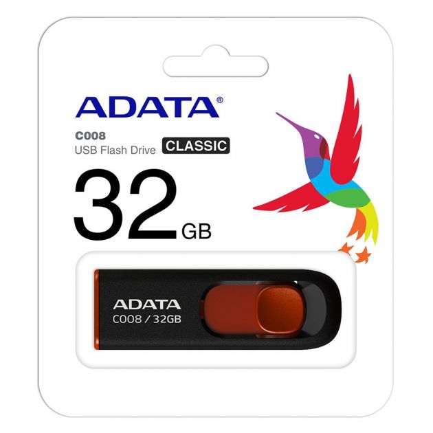 Pen Drive Adata Ac008 32Gb Preto/Vermelho Ac008-32G-Rkd